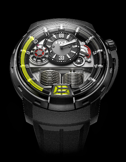 HYT H1 Chrysoberyl Dome Black DLC Titanium watch 148-DL-21-GF-RU-YS